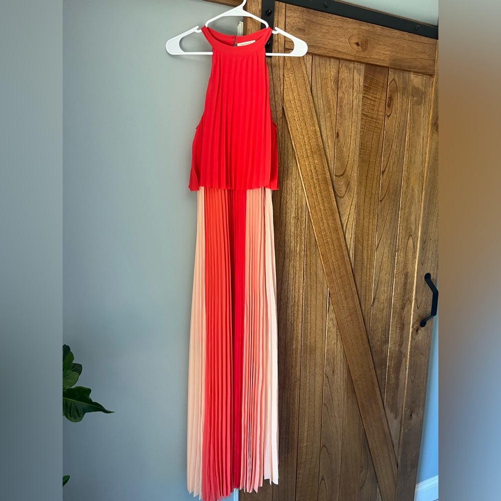 Skies Are Blue Red and Pink Maxi Dress